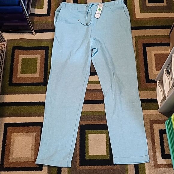 NEW NWT Charlie Paige Linen Pants Pull-On Drawstring 405439 Sizei Medium - Picture 1 of 9